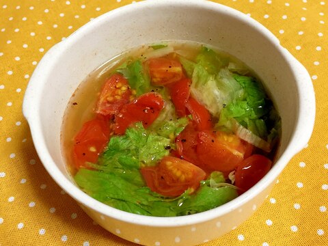 レンチンで簡単 トマトとレタスのスープ レシピ 作り方 By ぽよっちぷーちゃん 楽天レシピ レンチンで簡単 トマトとレタスのスープ レシピ 作り方 By ぽよっちぷーちゃん 楽天レシピ